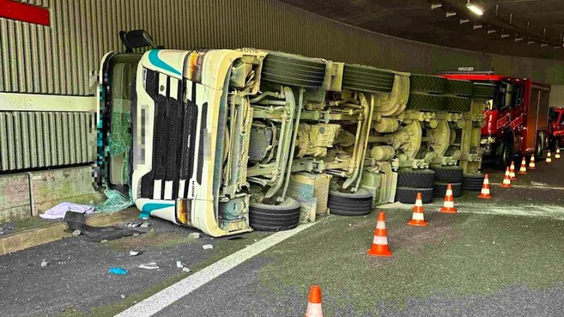 Accident de camion dans le tunnel du Spitalhof : un conducteur gravement blessé